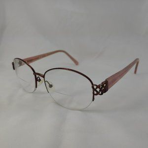 MADISON AVENUE Eyeglass Frames MAL106 Half Rim Burgundy Pink Metal Plastic